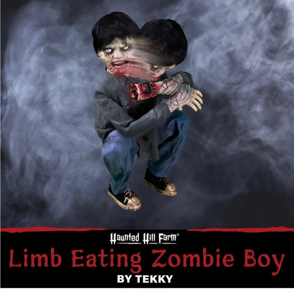 Tekky Crouching Limb Eater Zombie Boy Animatronic Halloween Prop - Picture 5 of 6